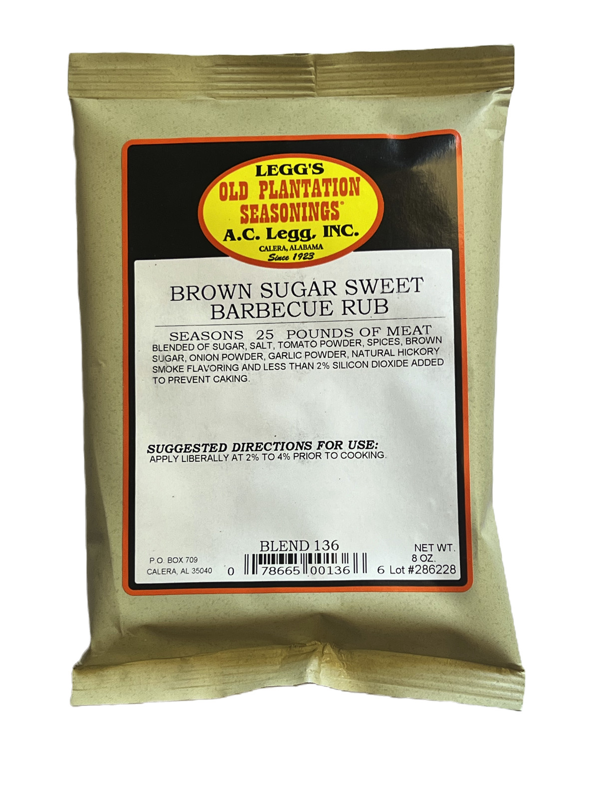 AC Legg’s Brown Sugar BBQ Rub Seasoning Blend 136, 8 oz – Seasons 25 lbs