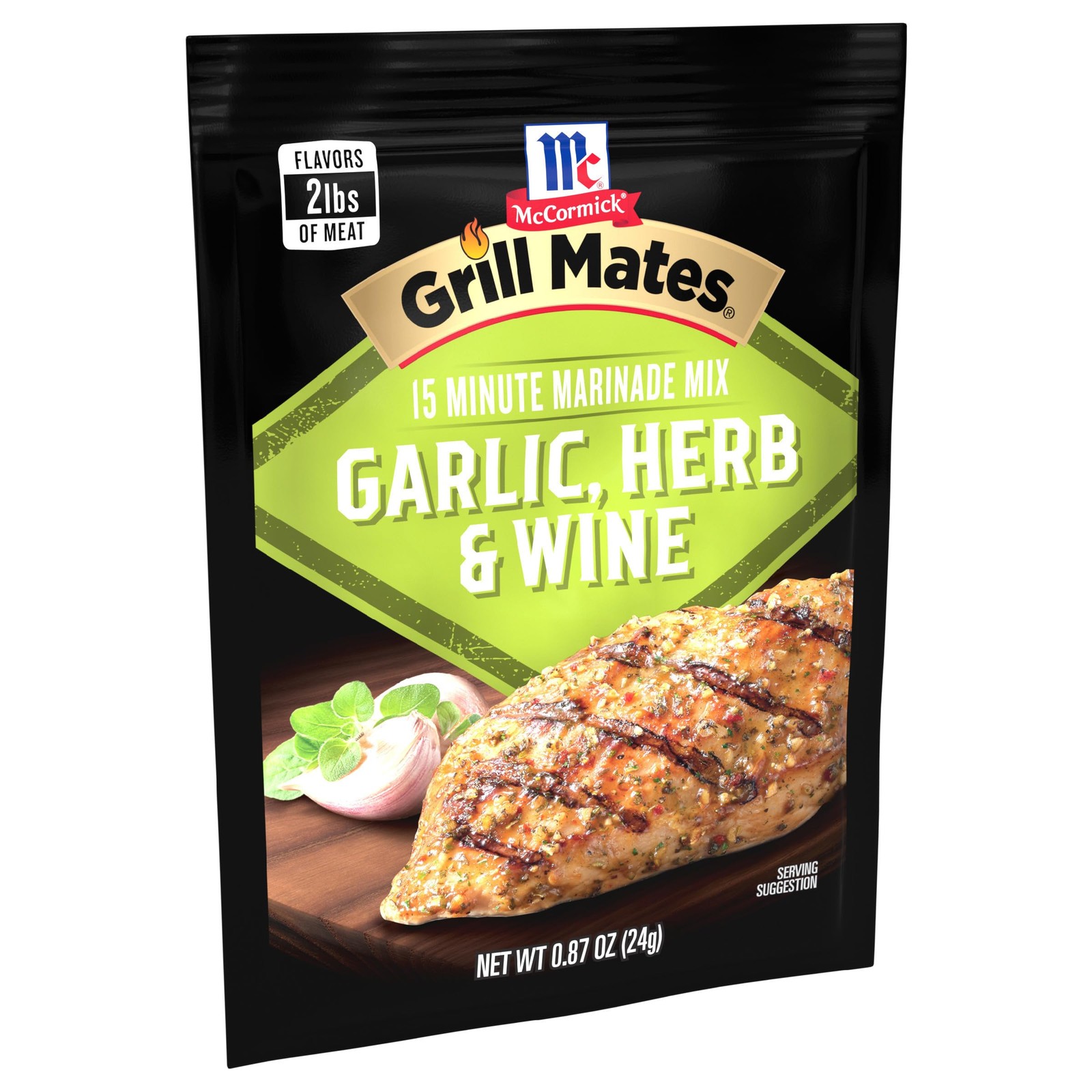 McCormick Grill Mates Garlic, Herb & Wine Marinade Mix, 0.87 oz Pack of 12