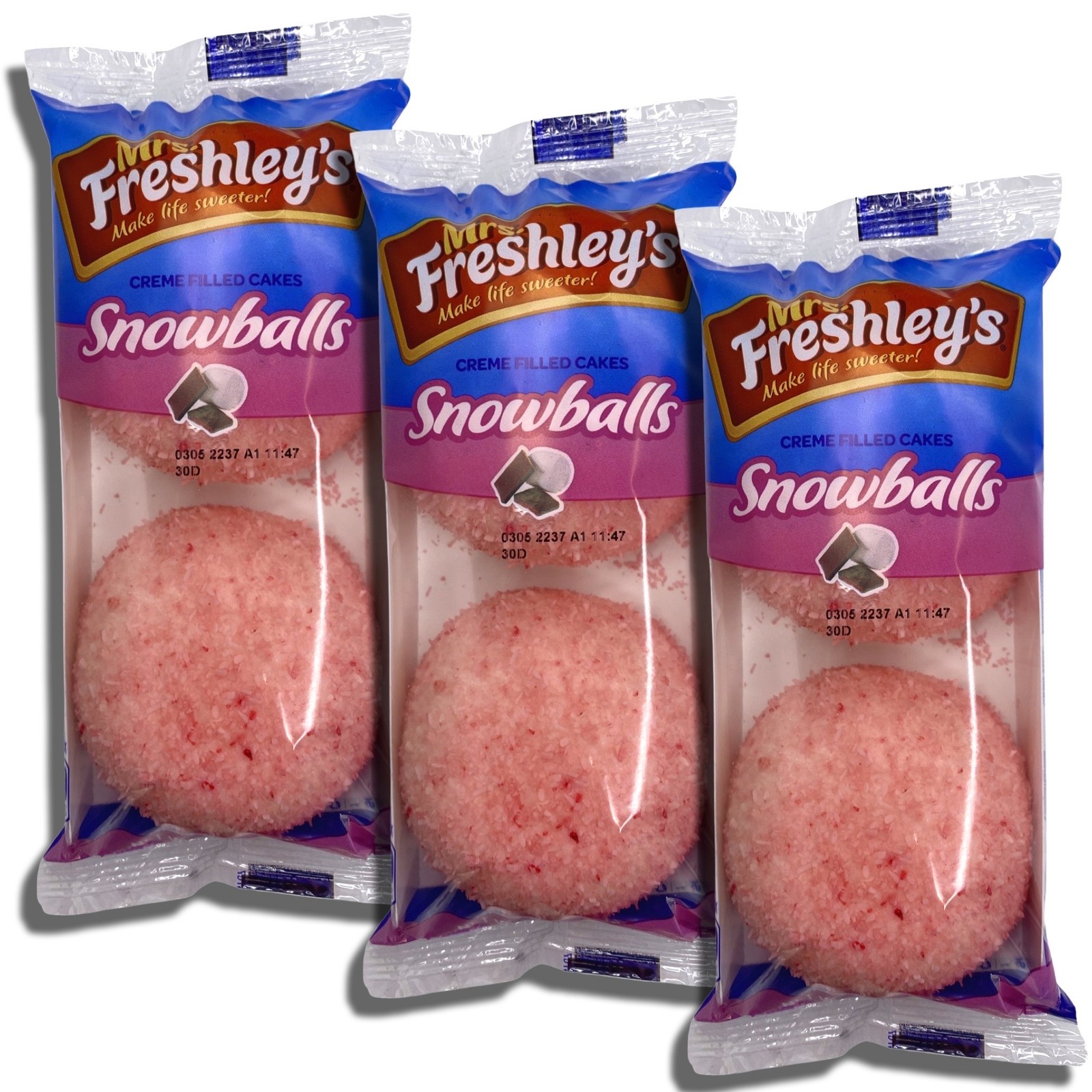 Mrs. Freshley’s Snowball Snack Cake 2-packs | 8 Count (16 Pieces)