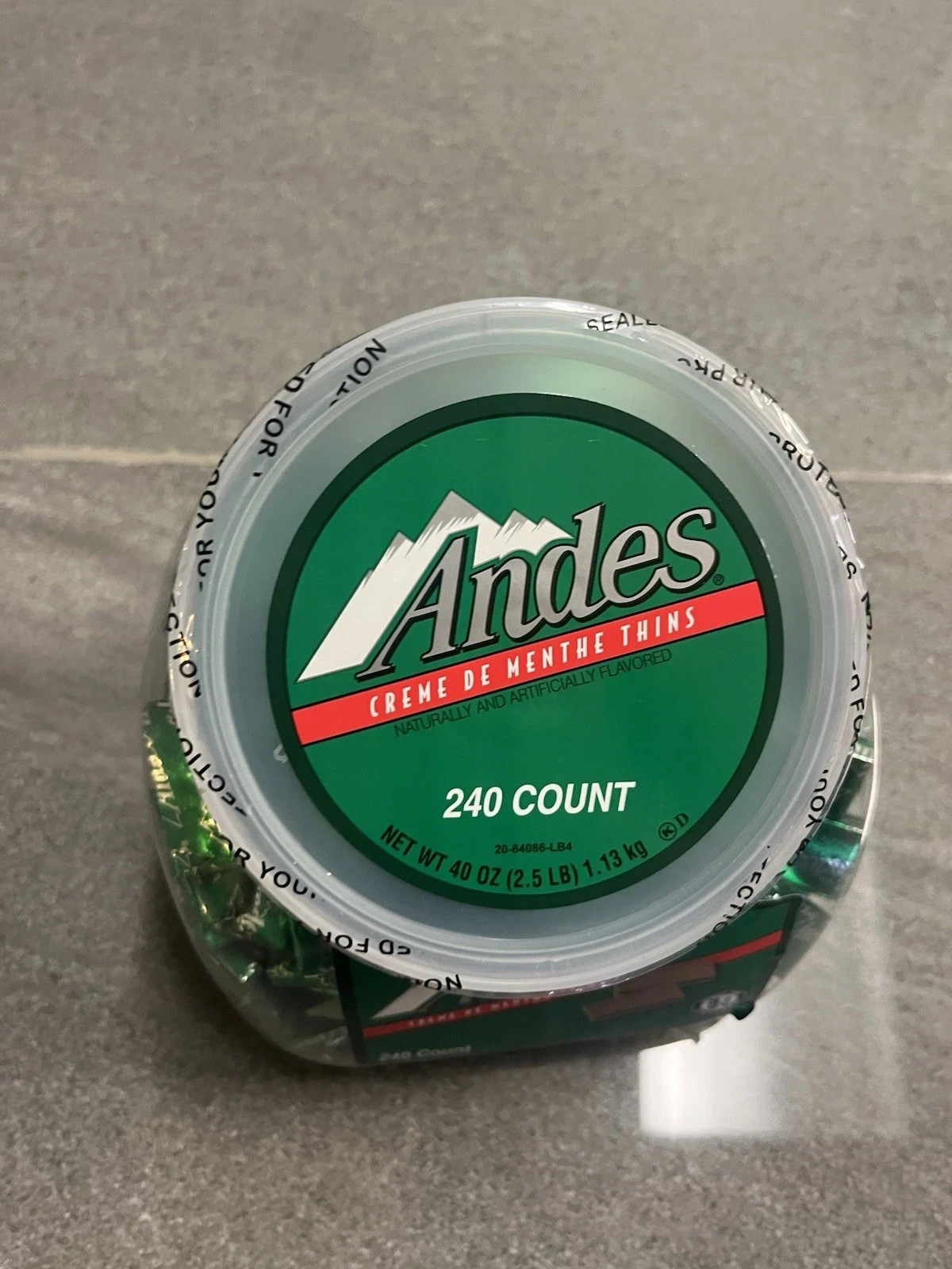 Andes Crème de Menthe Chocolate Mint Thins 240 Count 40 oz Tub Free Ship
