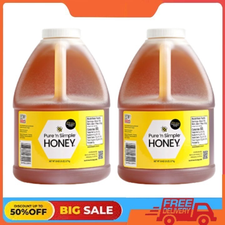 2 Pack Pure n Simple 100% Honey, 80 oz (5 lb) Jug with Handle