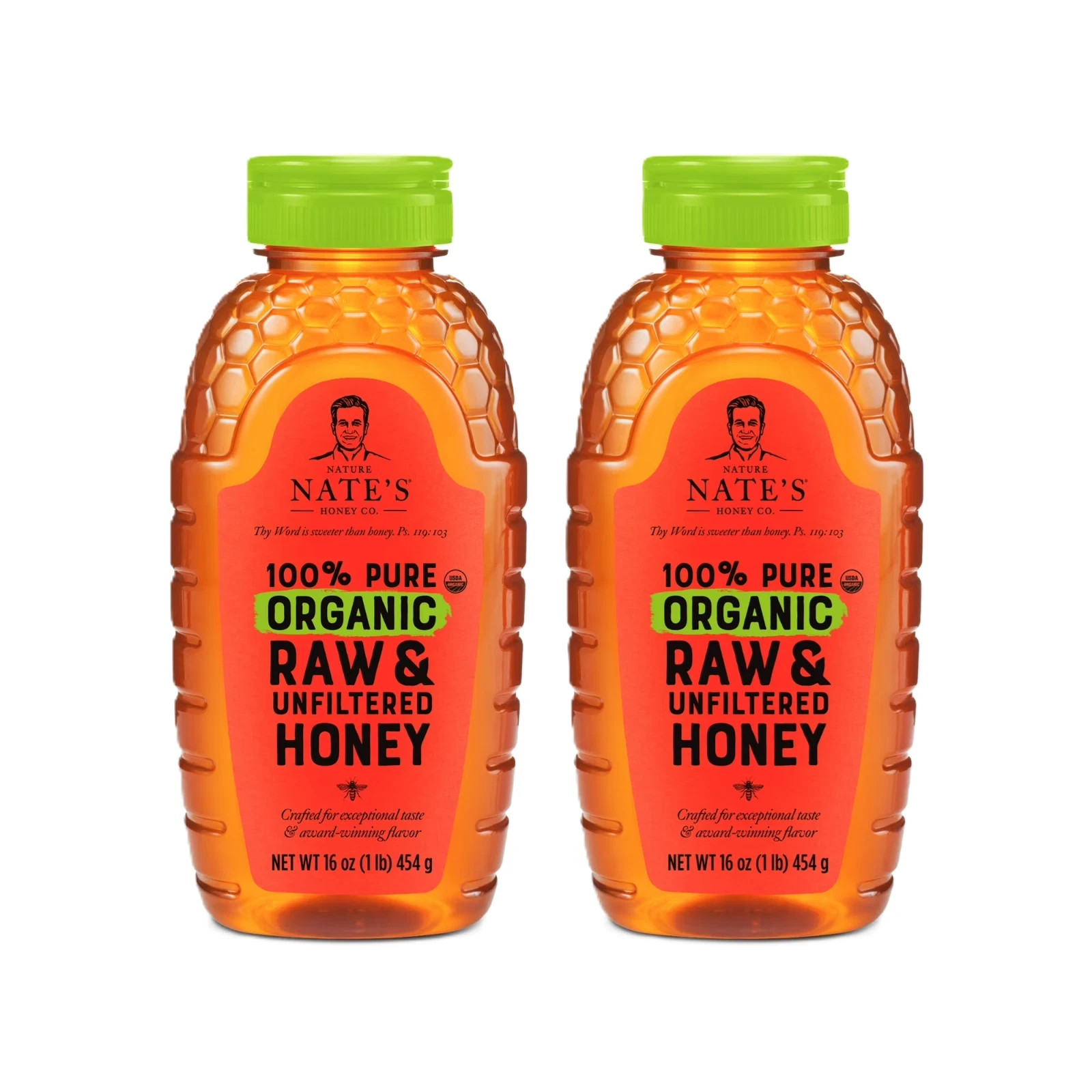 Nature Nate’s Organic Honey: 100% Pure, Raw and Unfiltered Honey – 16 fl oz Glut