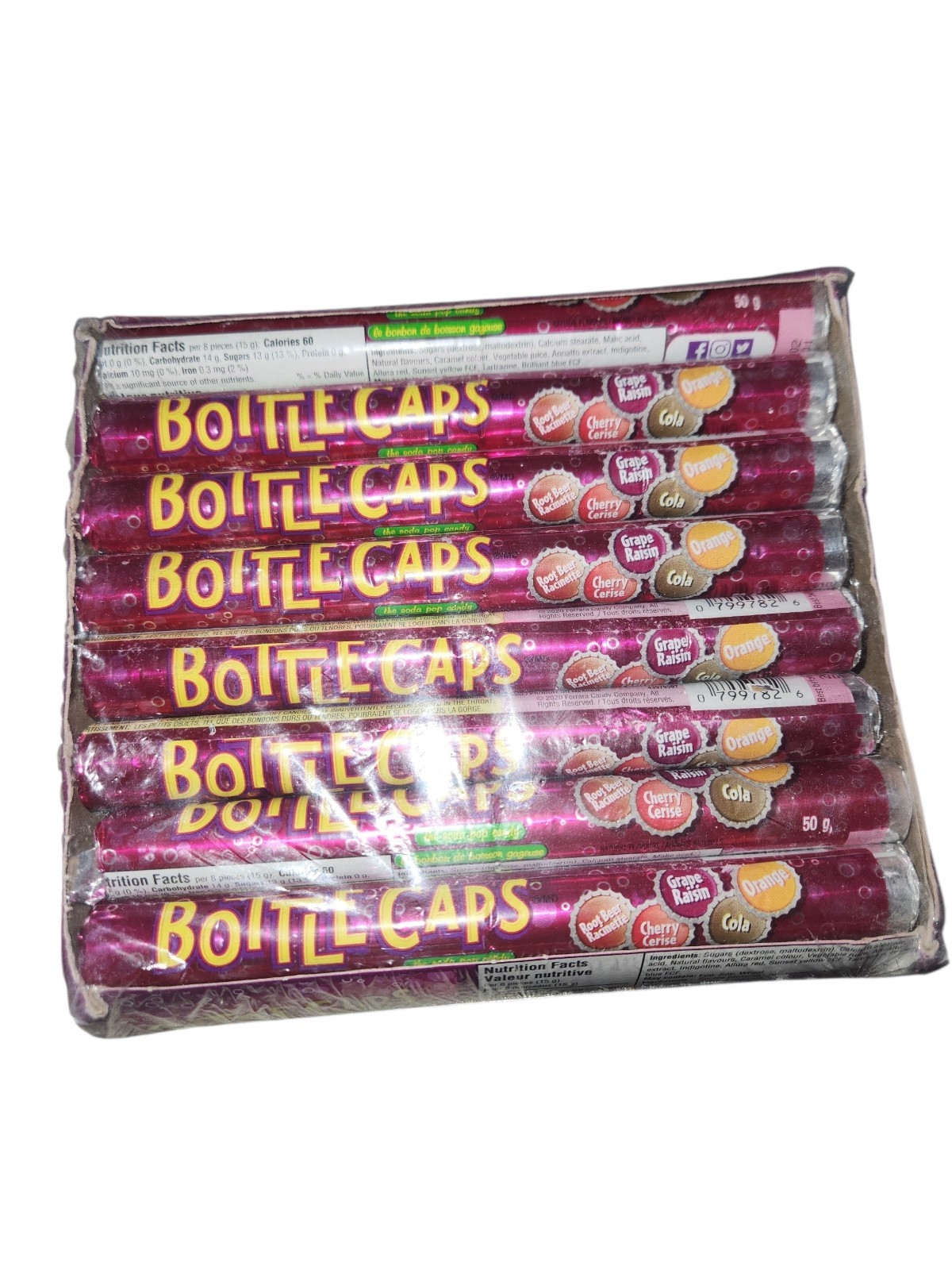 Bottle Caps Soda Pop Candy – 24 Rolls (50g Each), Retro Hard Candy, Exp: 6/27
