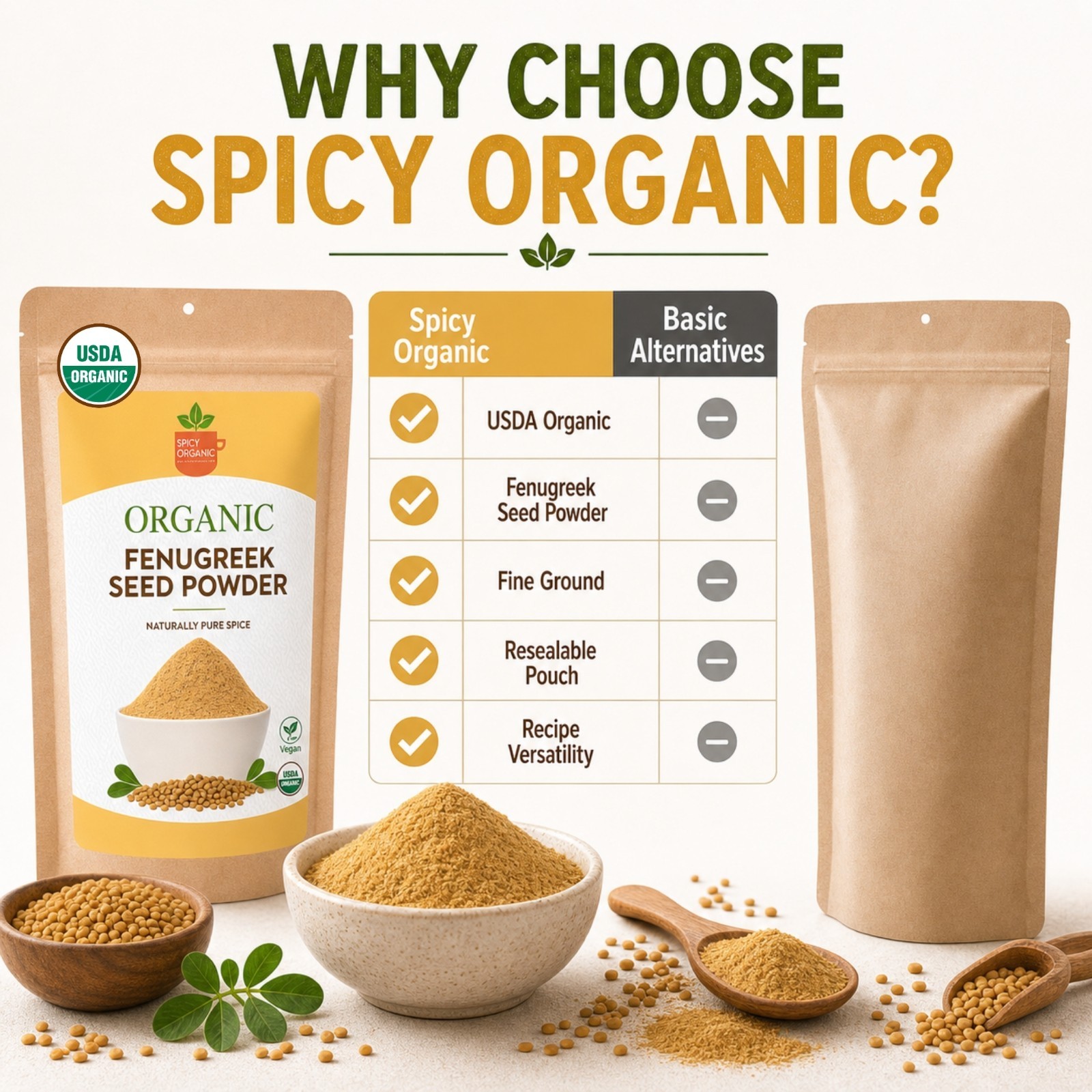Spicy Organic Fenugreek Seed Seeds 16 oz | USDA Organic