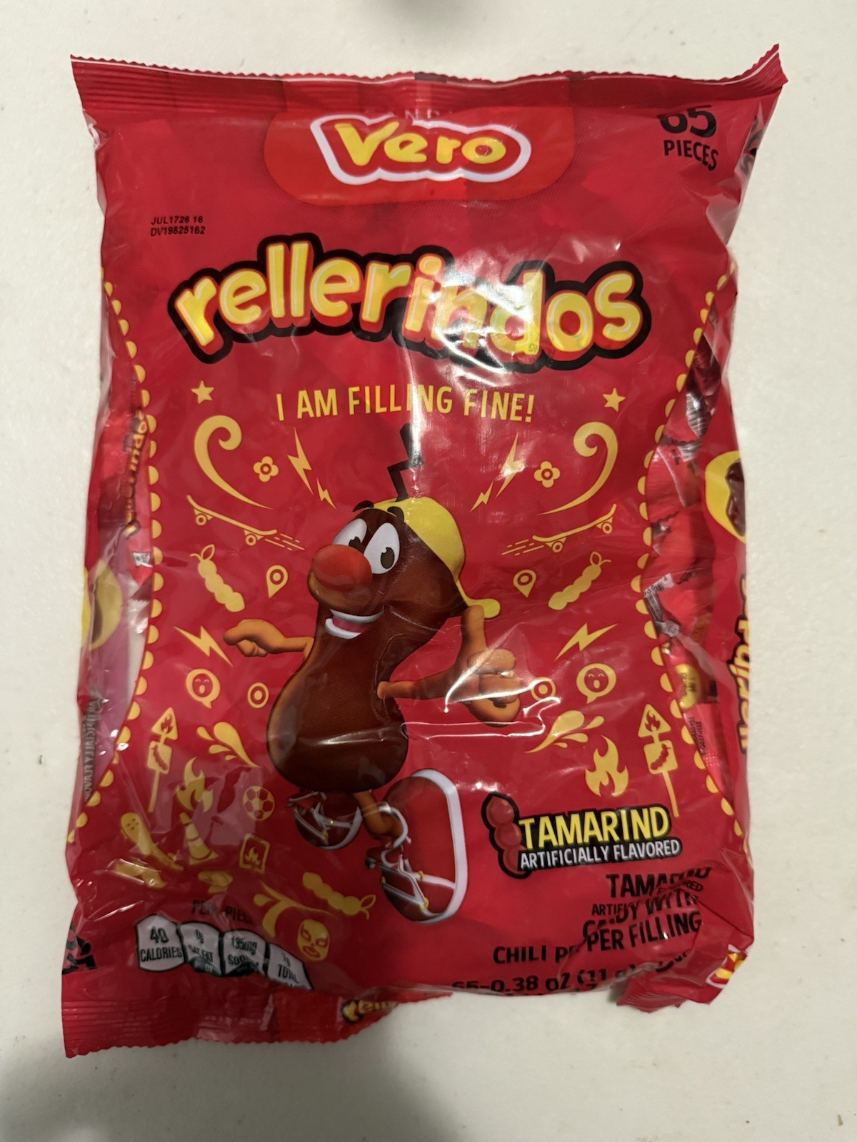 Rellerindos Vero Tamarind Mexican Hard Candy With Chili Filling 65 Pieces