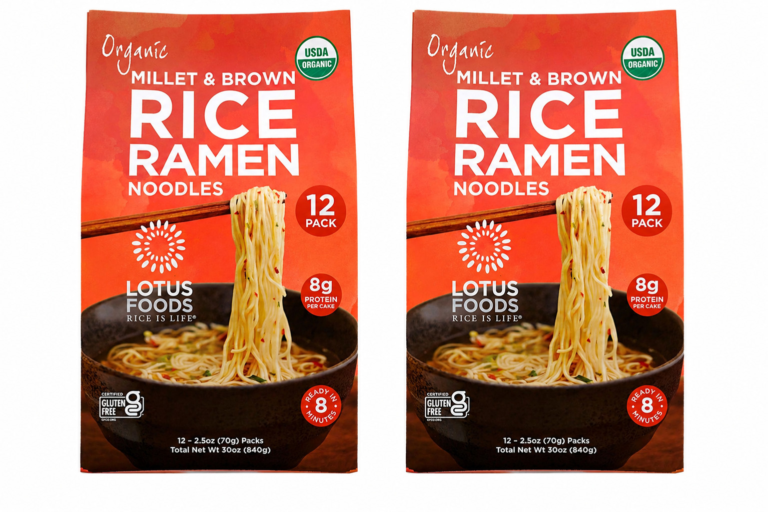 Lotus Organic Millet &Brown Rice Ramen 2 Pack of 12pc- Gluten Free Ramen Noodles