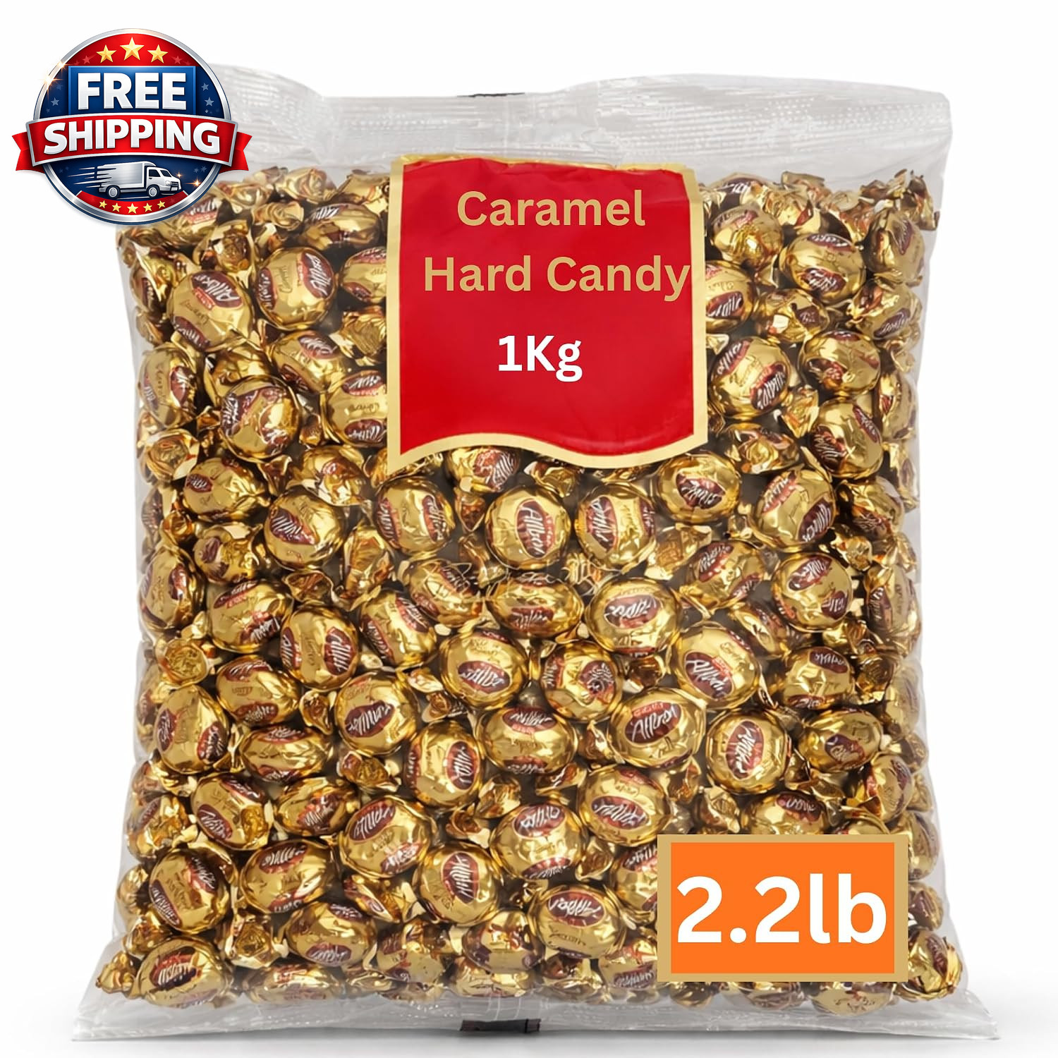 Caramel Hard Candy – 2.2Lb. Individually Wrapped Bulk Candy, Smooth Buttery Flav