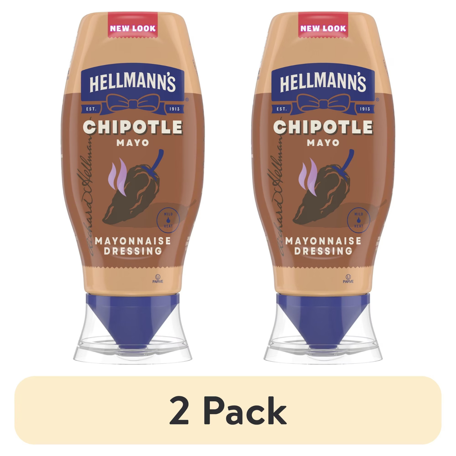 (2 pack) Hellmann’s Mild Chipotle Mayonnaise Dressing, 11.5 fl oz Squeeze Bottle