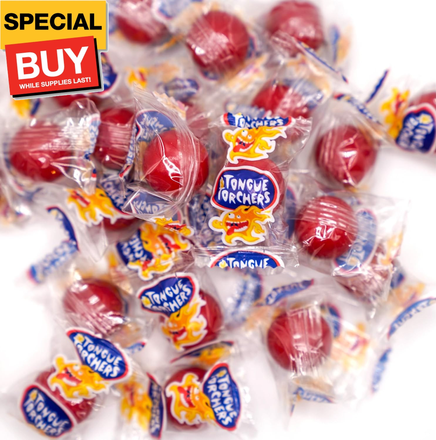 Tongue Torchers Hot Spicy Cinnamon Hard Candy – 100 Fiery Red Hot Individually W