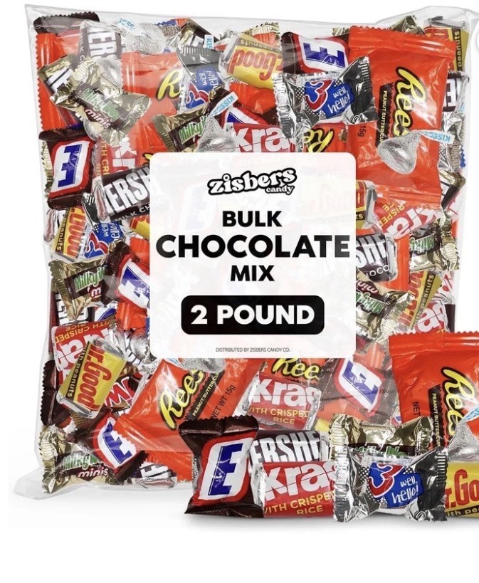 Zisbers Bulk Chocolate Mix Assorted Candy, 2 lb Bag Peanut Butter Milk Choc