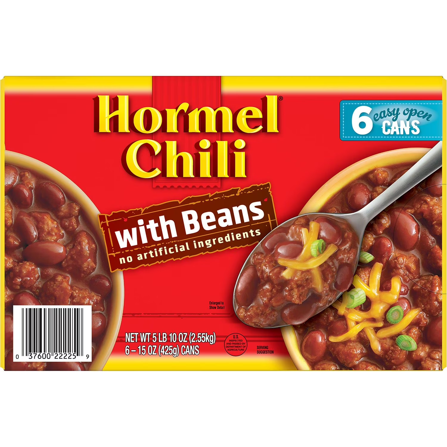 Hormel Chili with Beans 15 oz 6 Pack Canned Ready To Eat Meals