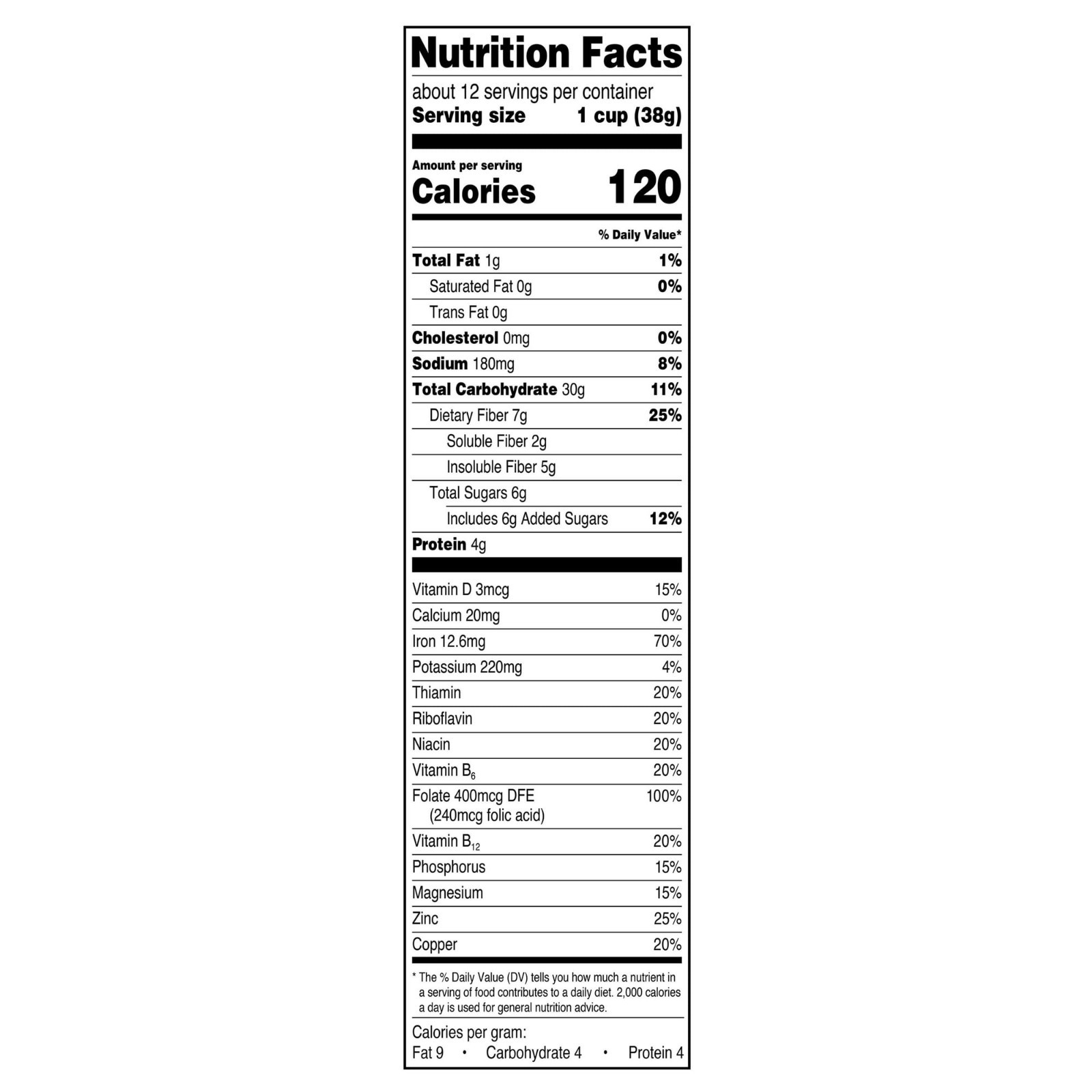 Great Value Bran Flakes Breakfast Cereal 15.6 oz Whole Wheat 10 Pack