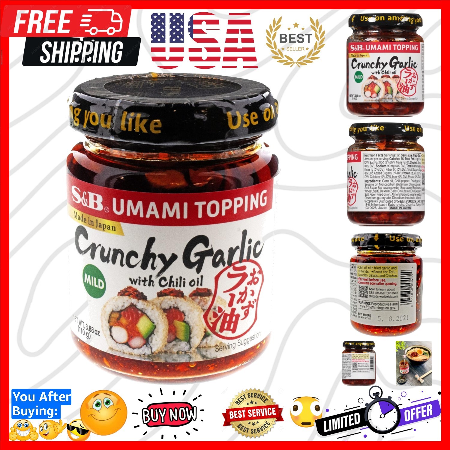 Chili Oil with Crunchy Garlic, 3.88 Fl Ounce