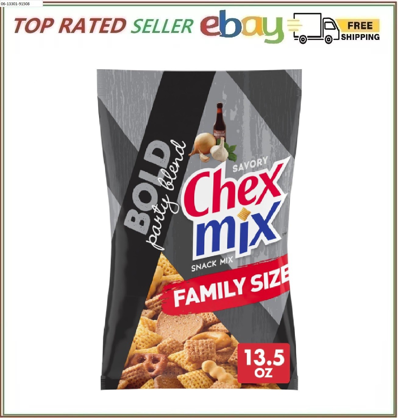 Chex Mix Bold Party Blend Savory Snack Mix, Family Size, 13.5 Oz
