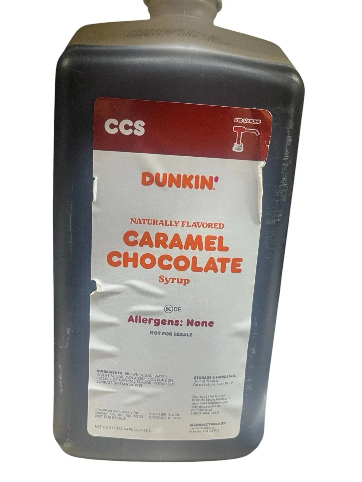 Dunkin Chocolate Caramel Syrup W/ PUMP 64 fl oz
