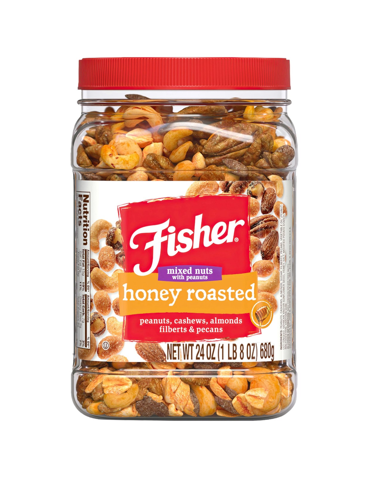 Fisher Snack Honey Roasted Mixed Nuts with Peanuts, 24oz