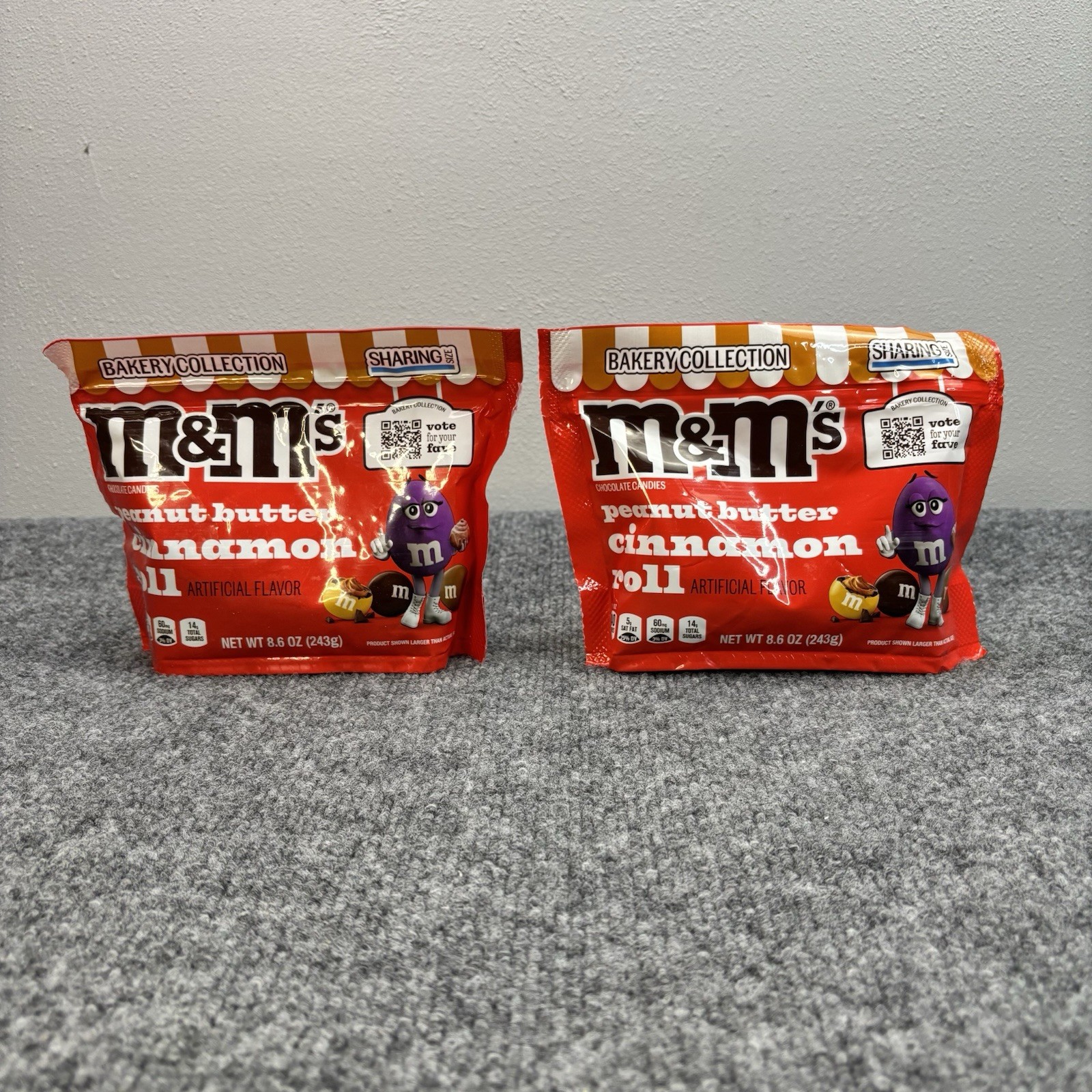 2x Rare Peanut Butter CINNAMON ROLL M&M’s Bakery Collection Sharing Size 8.6oz