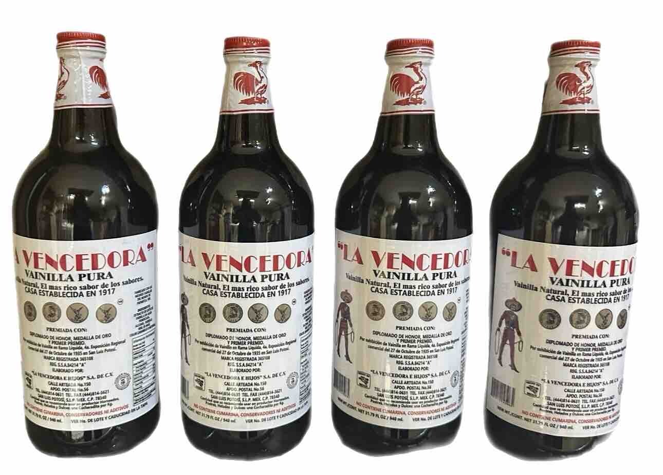 4 X La Vencedora Mexican Vanilla Pura Glass Bottle 31oz Each From Mexico