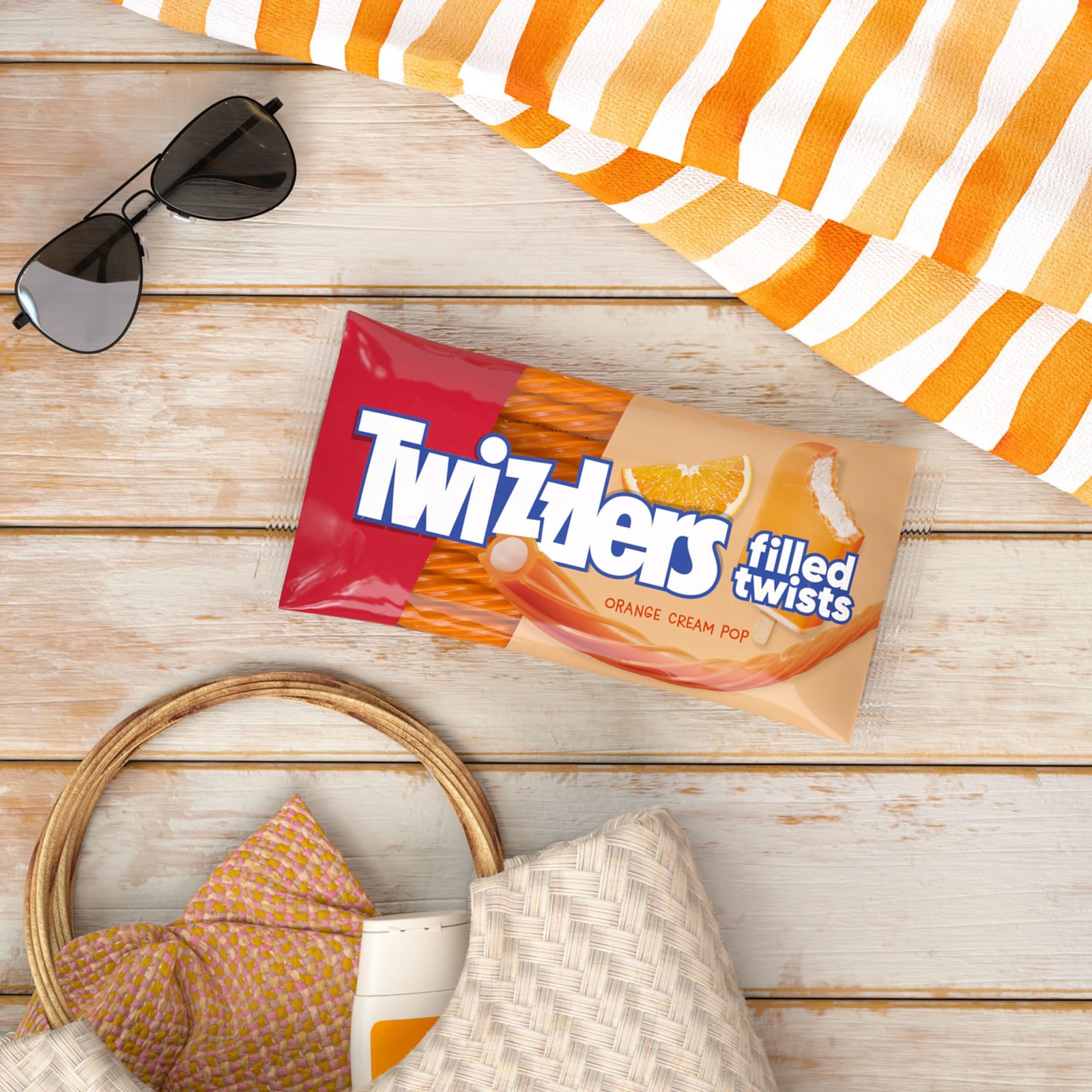 TWIZZLERS Filled Twists Orange Cream Pop Candy Bags, 11 oz (12 Count)