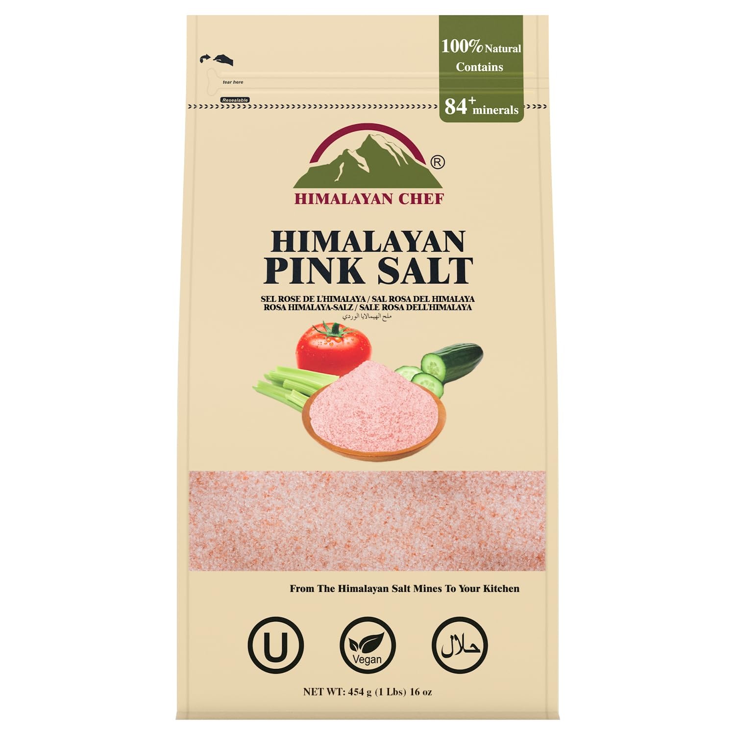 Pink Himalayan Salt Fine Grain, 1 lb Bag – Pure, Natural, Kosher, Non-GMO, Mi…