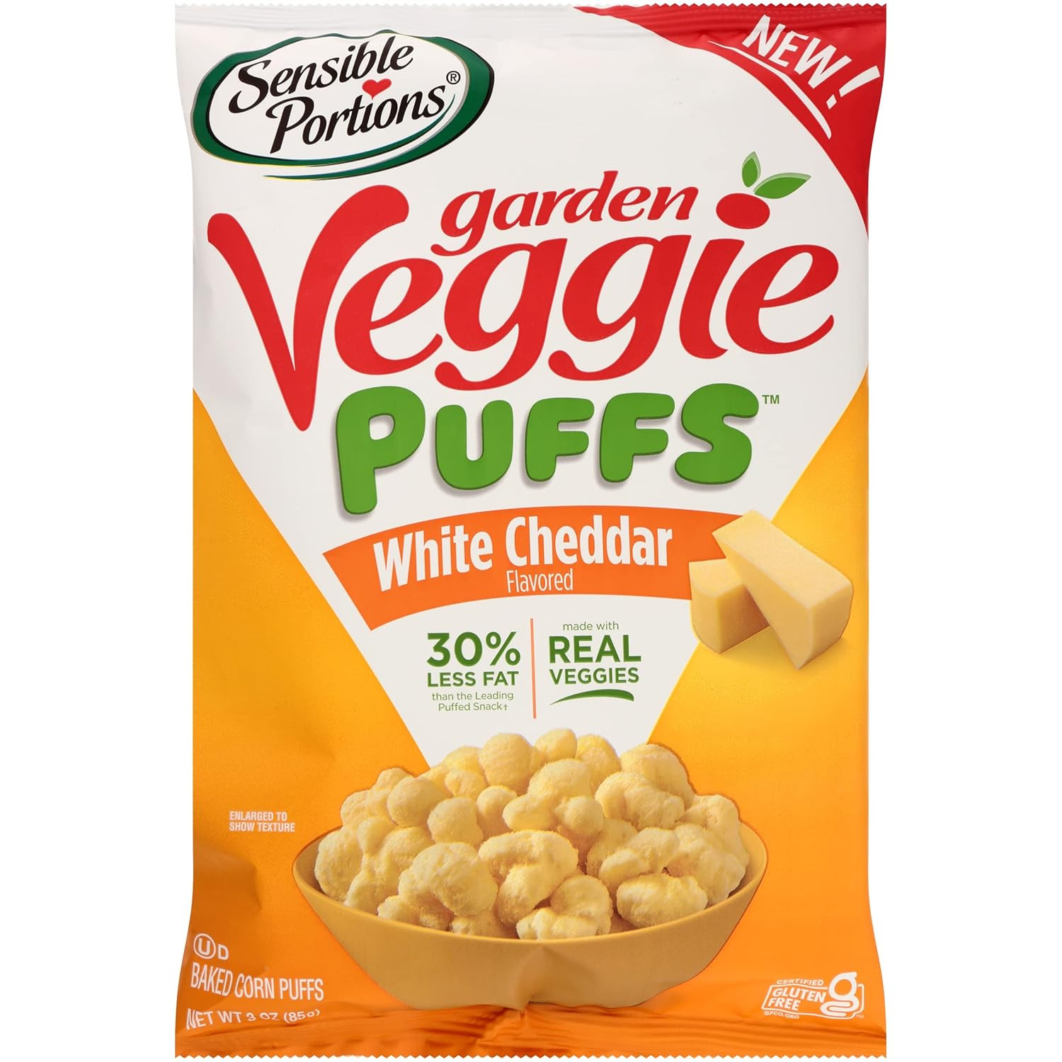 Veggie Puffs, White Cheddar Flavor, Gluten-Free Chips, 3.75 Ounce Bag, 6-Pack
