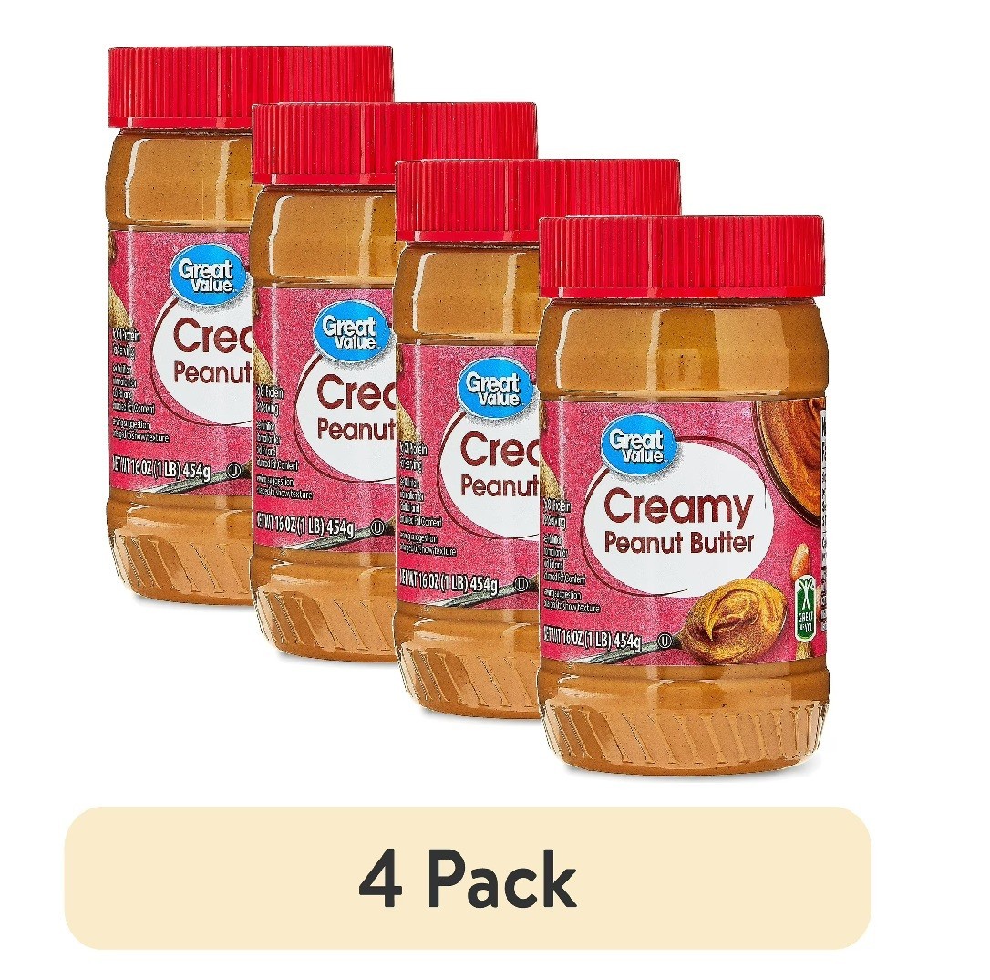 (4 pack) Great Value Creamy Peanut Butter 16oz