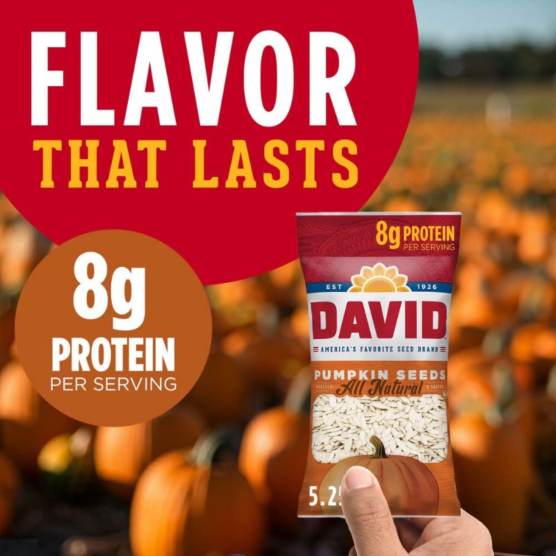 3x David Pumpkin Sunflower Seeds All Natural Treats Pack New Sealed 2.25oz