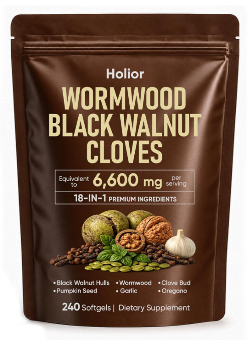 Holior 18-in-1 Black Walnut & Wormwood Herbal Blend for 240 Count (Pack of 1)