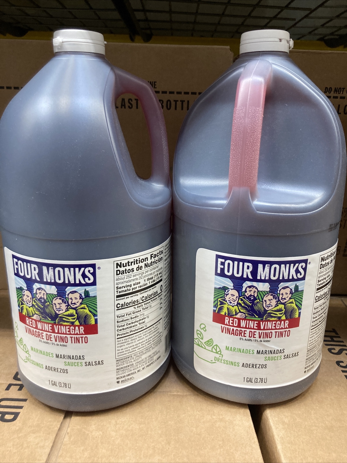 a Four Monks Red Wine Vinegar 5% Acidity(marinades, Sauces, Dress. 1 Gal (2 pc)