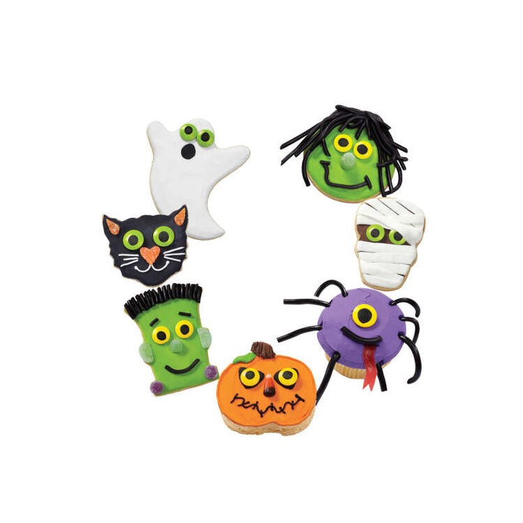 Large Green and yellow Candy Eyes Eyeballs Royal Icing Wilton Halloween