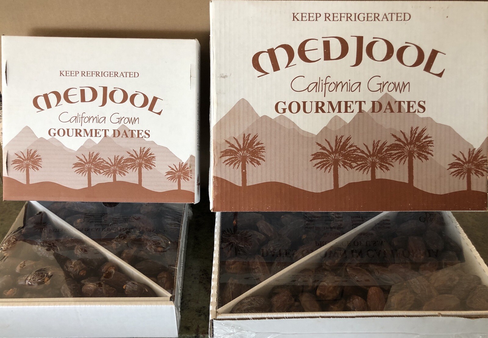 (2) 11 LB BOXES. MEDJOOL DATES. FREE FAST SHIPPING. FRESH CALIFORNIA.