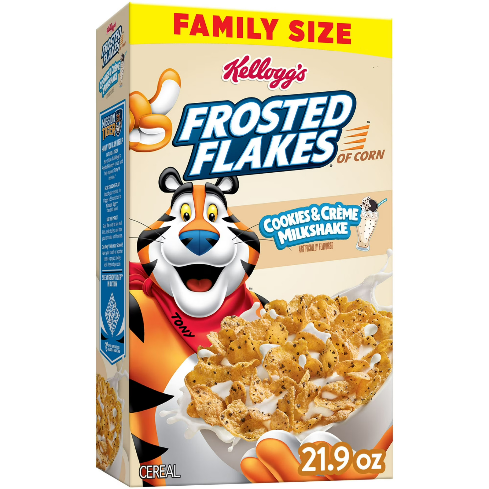 Kellogg’s Frosted Flakes Cookies and Creme Milkshake Family Size, 21.9 oz