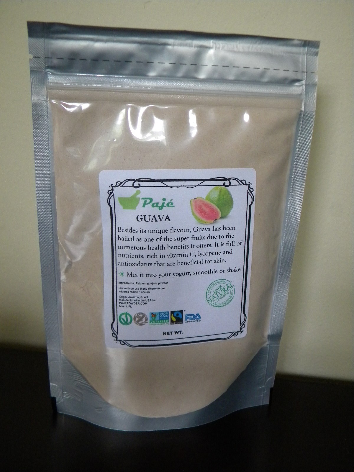 GUAVA goiaba fruit powder 8oz 1/2lb PAJE protect cells, folate , mg, cu, vitC