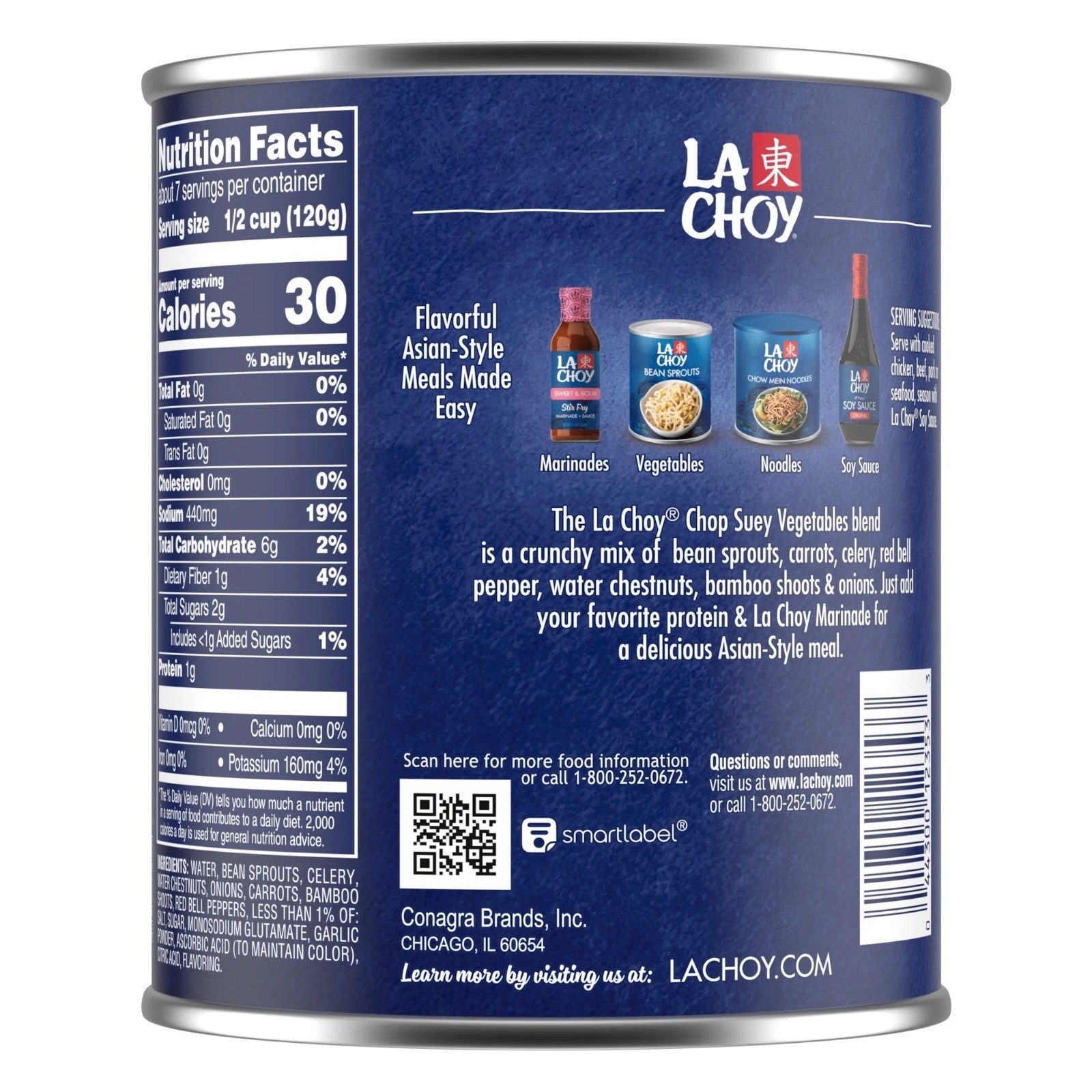 (7 pack) La Choy Chop Suey Vegetables, Chinese Mixed Vegetables, 28 oz Can