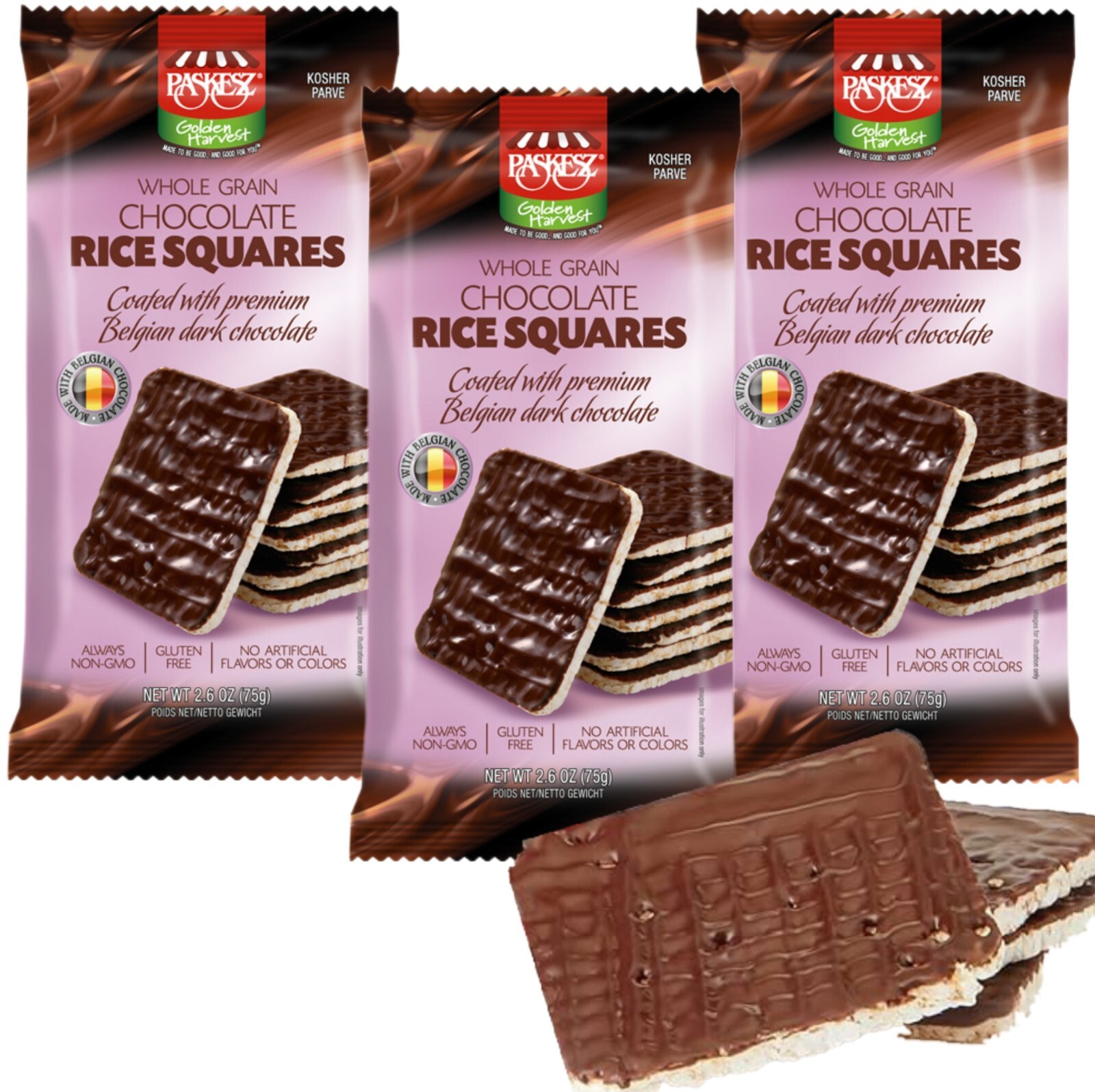 Chocolate Covered Rice Cakes Squares Whole Grain Dairy Free Gluten Free Kosher 6