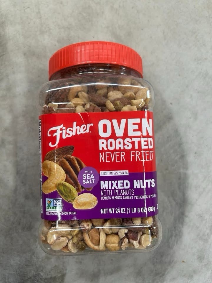 Fisher Oven Roasted Never Fried Mixed Nuts with Peanuts, 24 Ounces