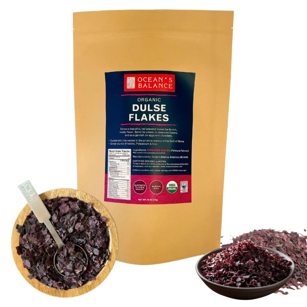 Ocean’s Balance Organic Dulse Flakes Maine Coast Seaweed Atlantic Ocean Sea …