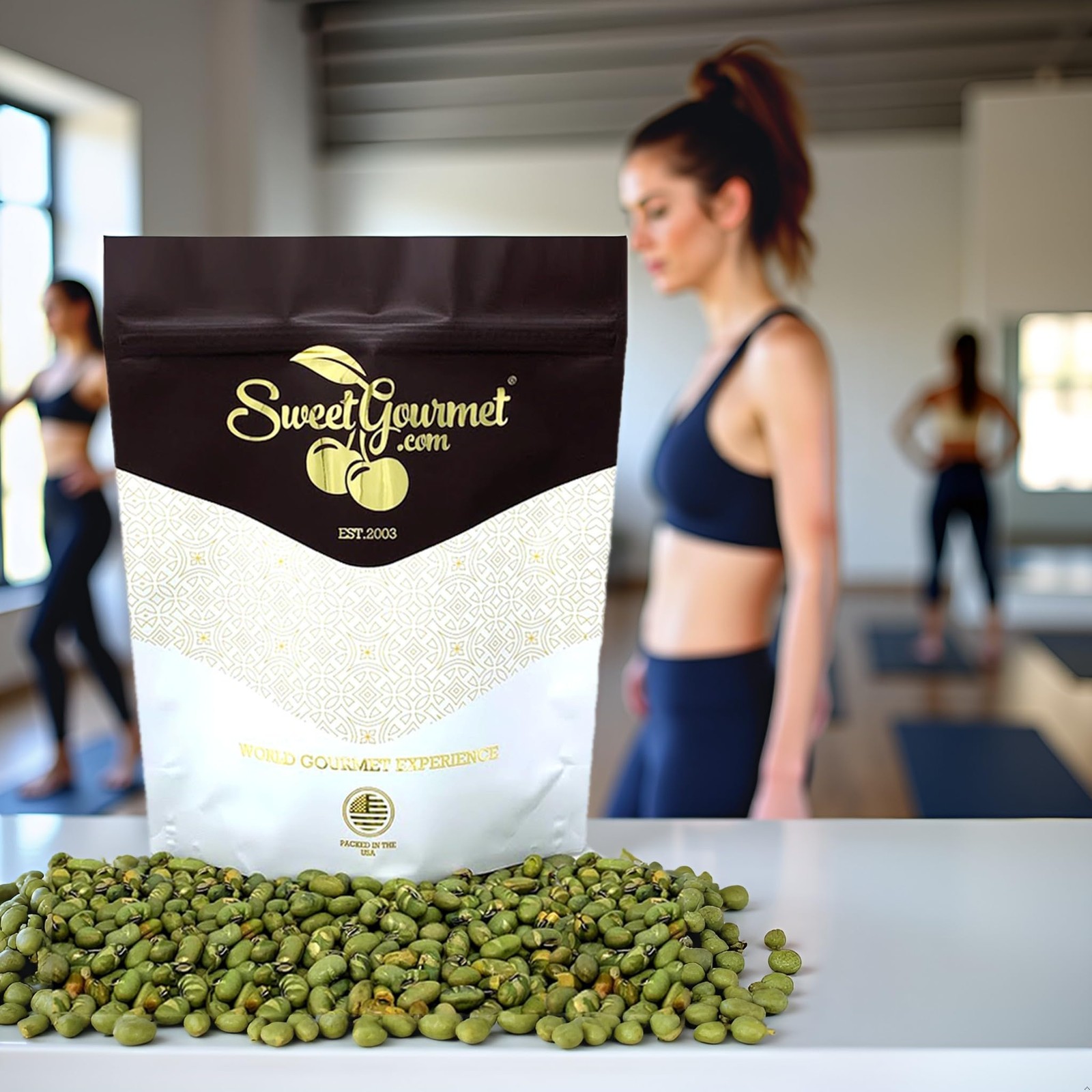 SweetGourmet Lightly Salted Dry Roasted Imported Edamame Green Soybeans | 1 P…