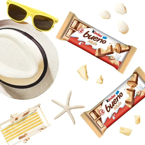 Kinder Bueno White Chocolate and Hazelnut Cream Candy Bars 780g/1.72Lbs