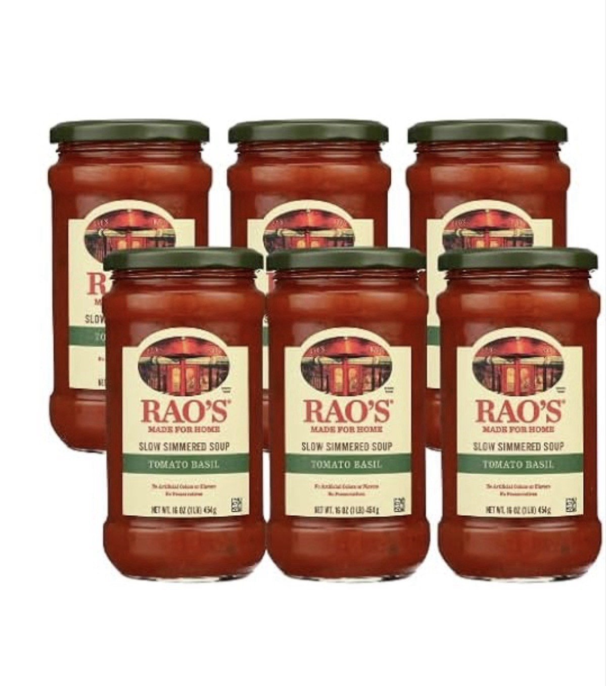Rao’s Homemade Slow Simmered Soup 🍜 Tomato 🍅 Basil🌿 16 Oz (Pack of 6)