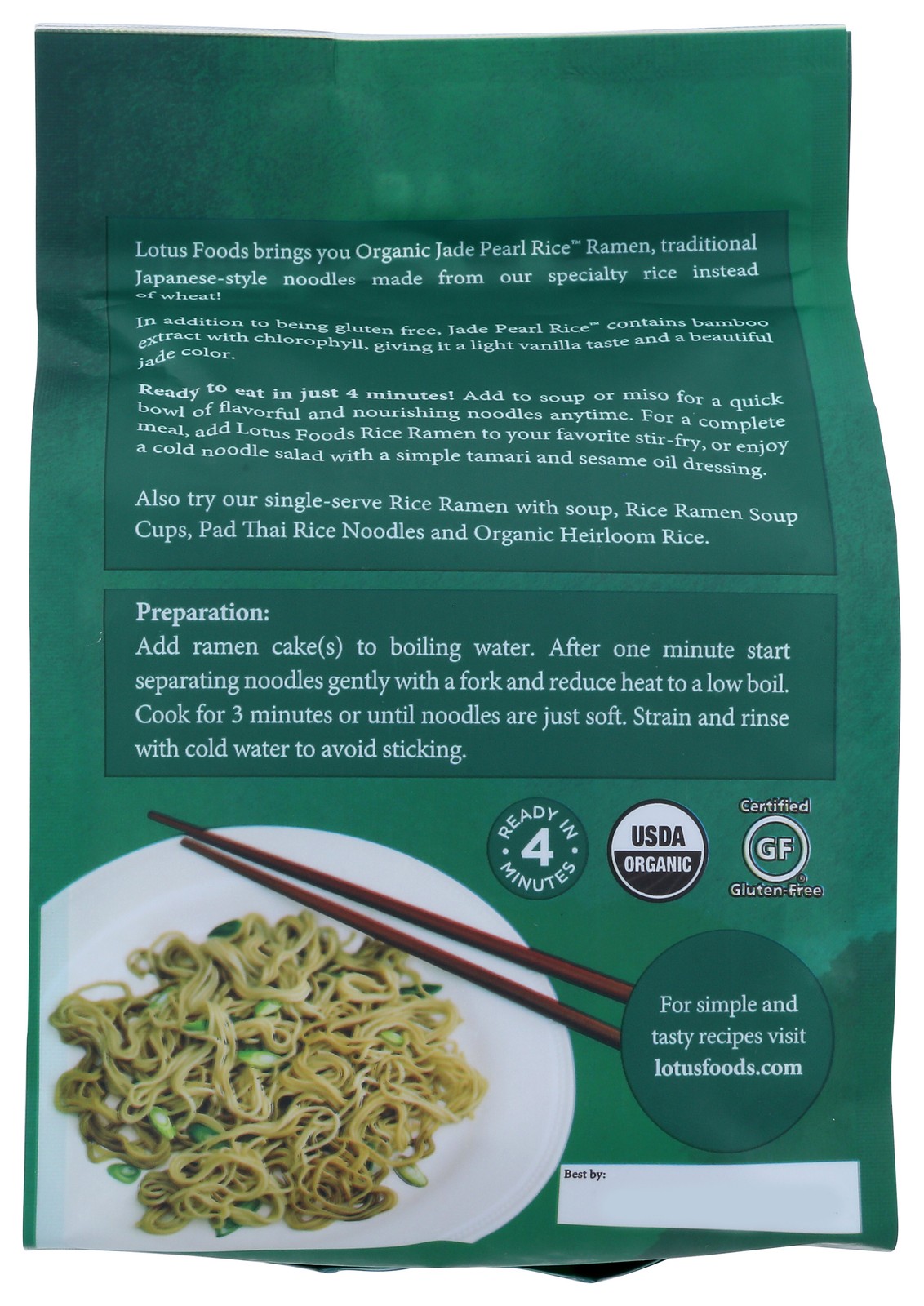 Organic Jade Pearl Rice Ramen By Lotus Foods 10 Oz Pasta 6 Pack