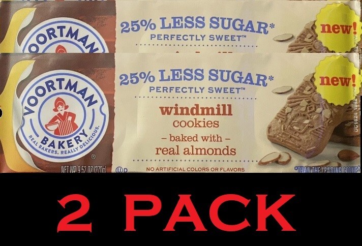 2x Voortman Bakery Windmill Cookies 9.52 Oz Pack Baked with Real Almonds 2 PACK