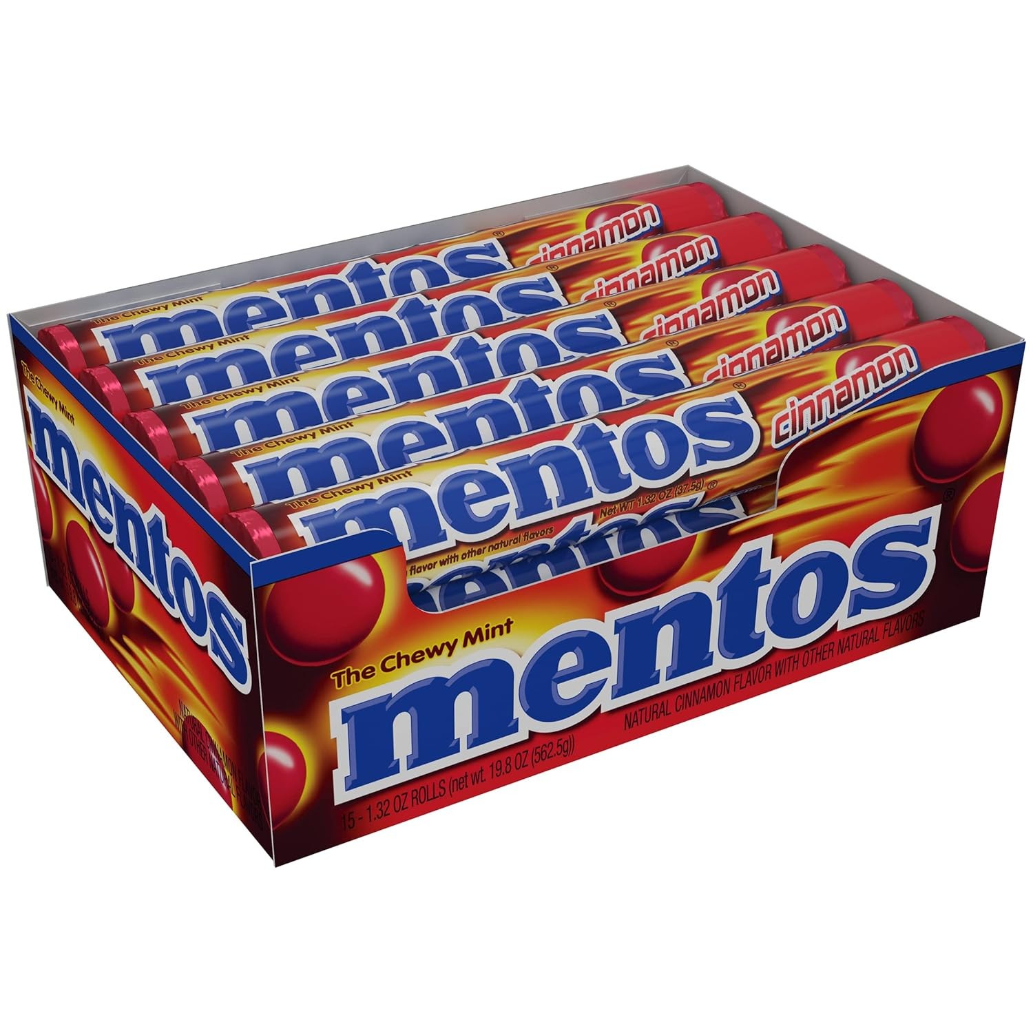 (Pack of 15)Mentos Chewy Mint Candy Roll,Mint,Non Melting(14 ct) Select Flavor