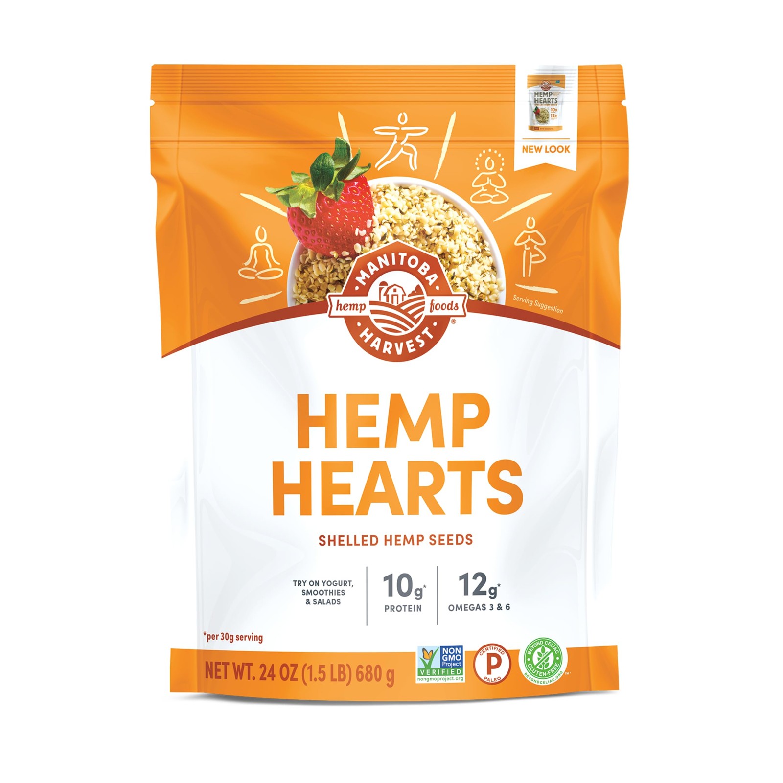Shelled Hemp Hearts Seeds 24oz Plant Protein Omega 3 6 Keto Paleo