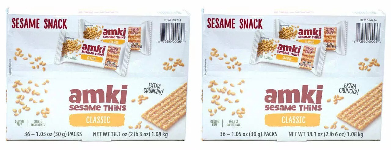 2 PACK – Sesame Snack – Amki Sesame Thins Classic, 36 x 1.05oz (30g) packs