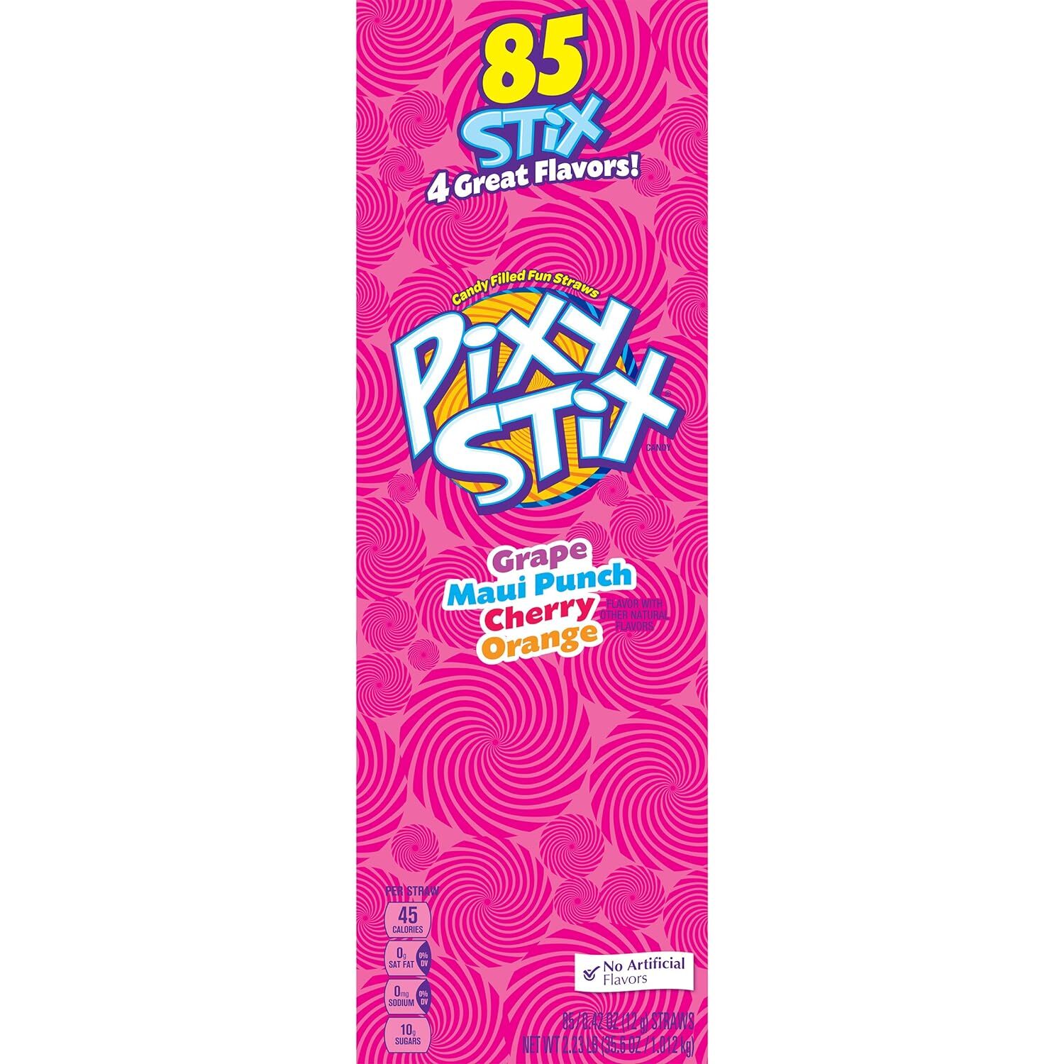 Pixy Stix Candy Variety Pack 85 Count Fruity Flavors Grape Cherry Orange