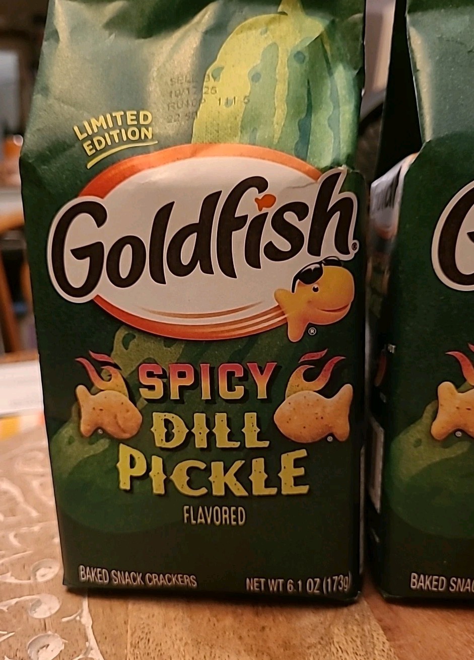 2 × Goldfish SPICY DILL PICKLE Snack Crackers Limited Edition New Set Lot READ