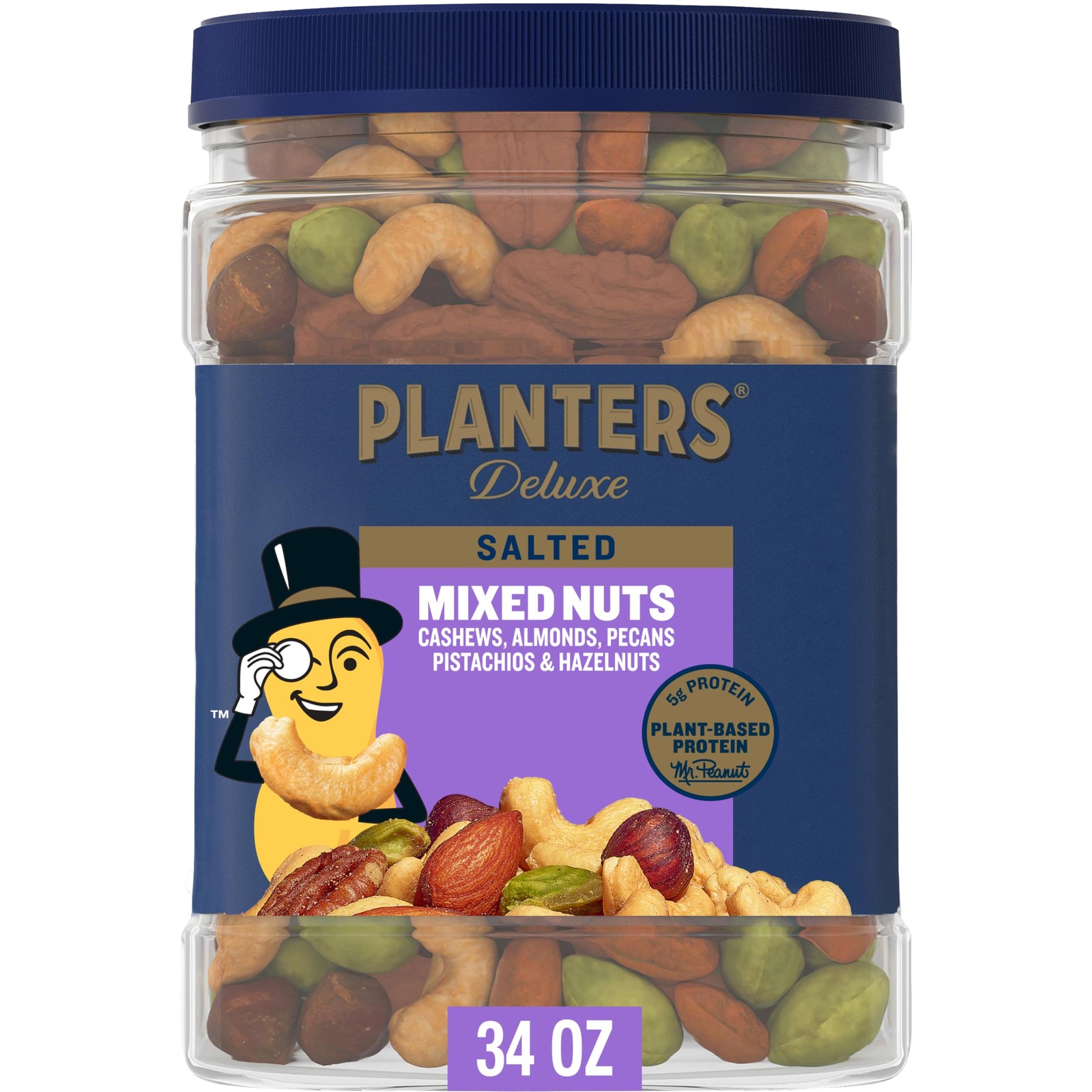 PLANTERS Mixed Nuts Roasted Cashews Almonds Pecans Pistachios Hazelnuts 34oz