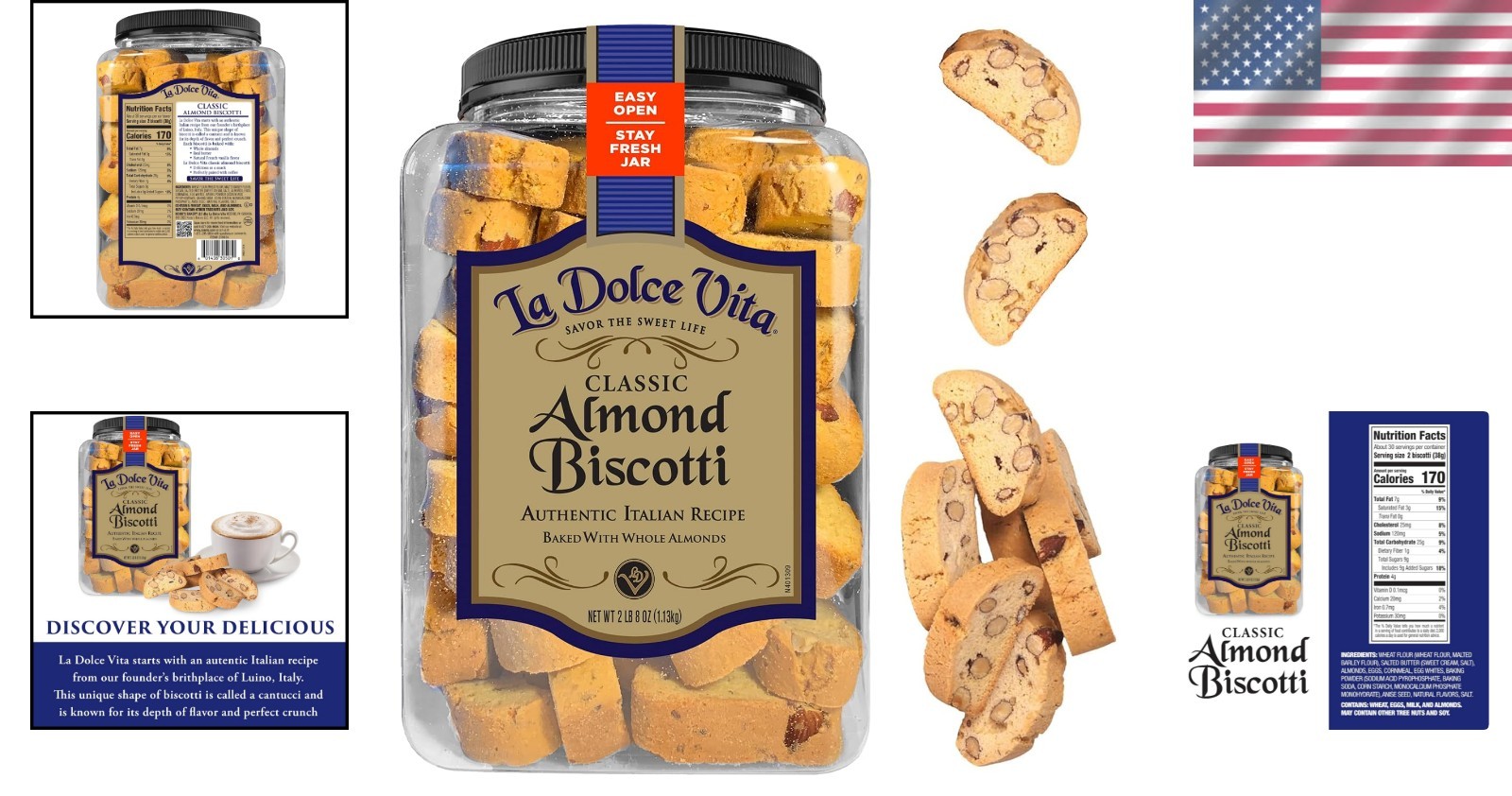 40 oz Classic Almond Biscotti – Authentic Italian Treat for Coffee & Tea Lovers