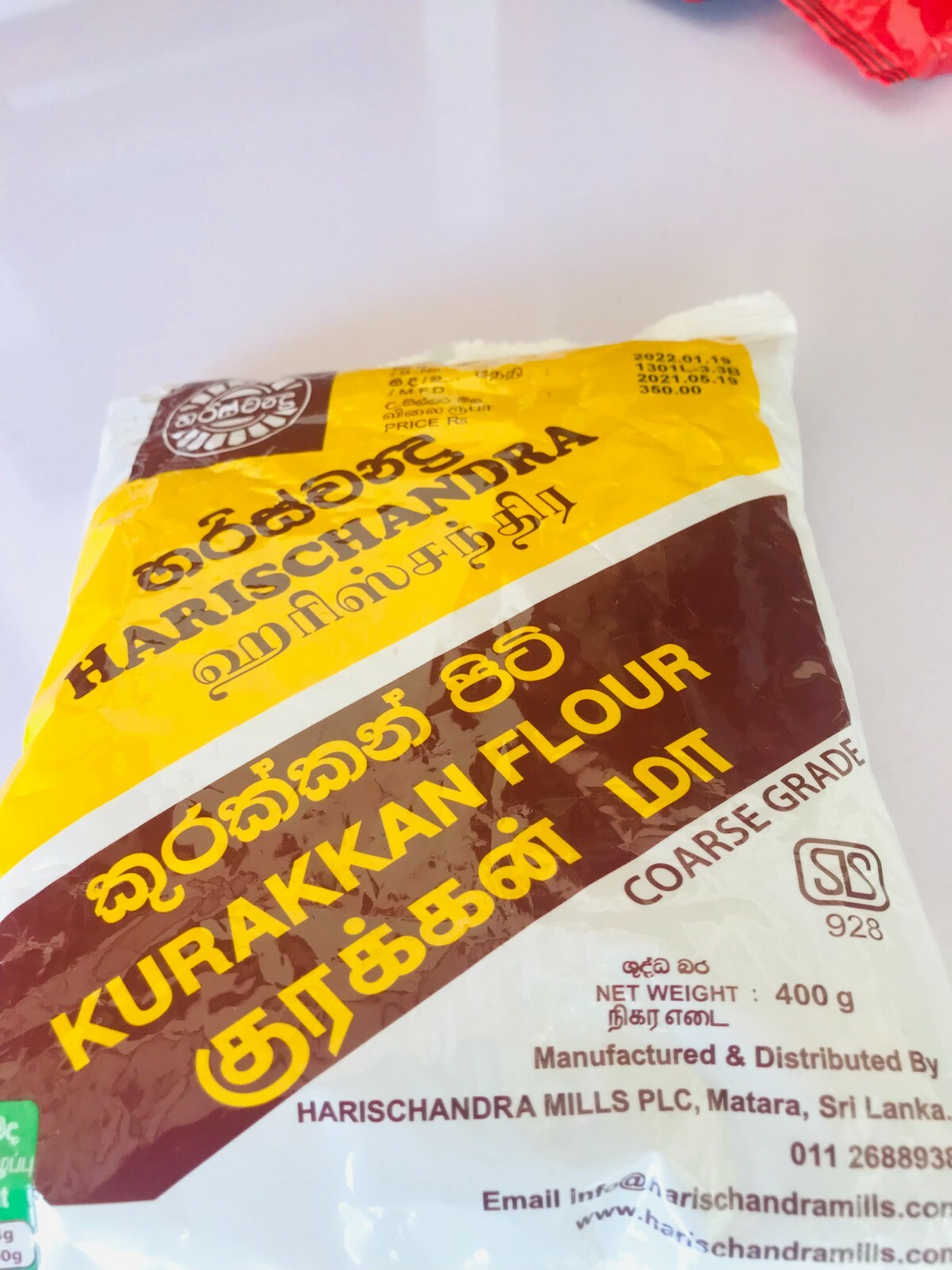 Ragi Flour Sri Lankan HARISCHANDRA Kurakkan Flour 100% high quality A Grade 400g